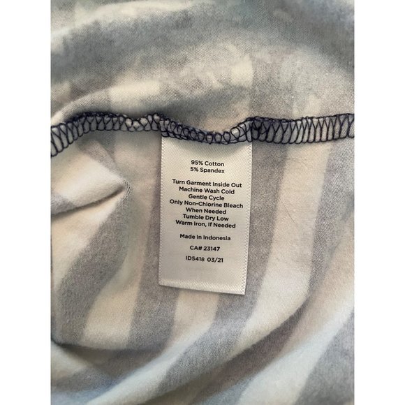 Talbots Classic Crewneck Blue White Floral 3/4 Sleeve Striped Tee Sz 1X - Picture 5 of 6